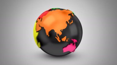 Kademeli rotasyon toprak. 4 k içinde oluşturulan gri arka plan, 2 1, döngü, Alfa mat, 3d animasyon