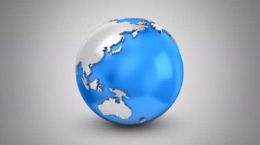 Kademeli rotasyon toprak. Gri arka plan, 4 k içinde oluşturulan 2 1, döngü (151-600 kare), Alfa mat, 3d animasyon