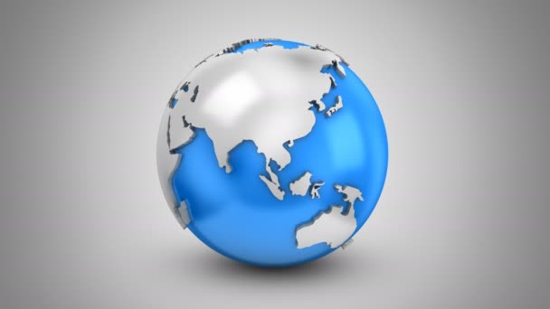地球の回転 灰色背景 ループ で作成された アニメーション アルファ マット — ストック動画