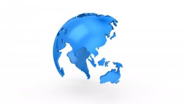 Kademeli rotasyon toprak. 4 k içinde oluşturulan beyaz arka plan, 2 1, döngü, Alfa mat, 3d animasyon