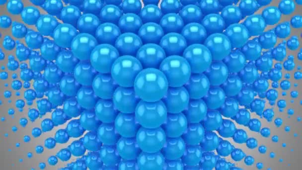 Des sphères forment une vague dans l'espace. Fond abstrait, 2 en 1, alpha mat, boucle, créé en 4K, animation 3d 