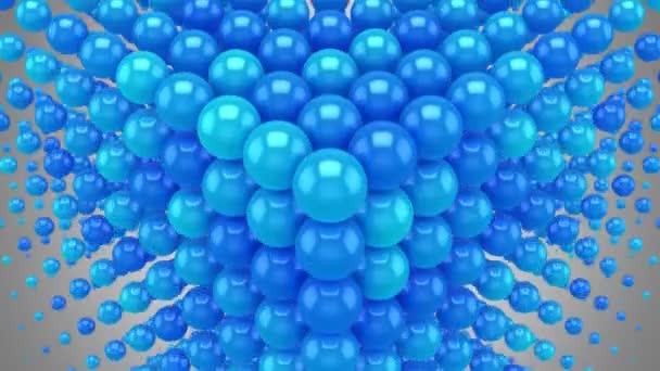 Des sphères forment une vague dans l'espace. Fond abstrait, 2 en 1, alpha mat, boucle, créé en 4K, animation 3d 