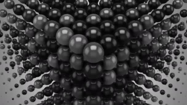 Des sphères forment une vague dans l'espace. Fond abstrait, 2 en 1, alpha mat, boucle, créé en 4K, animation 3d 