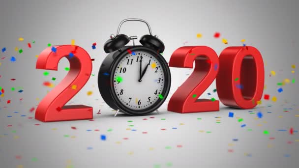 2020年新年 灰色背景 2在1 阿尔法马特 创建在4K 3D动画 — 图库视频影像