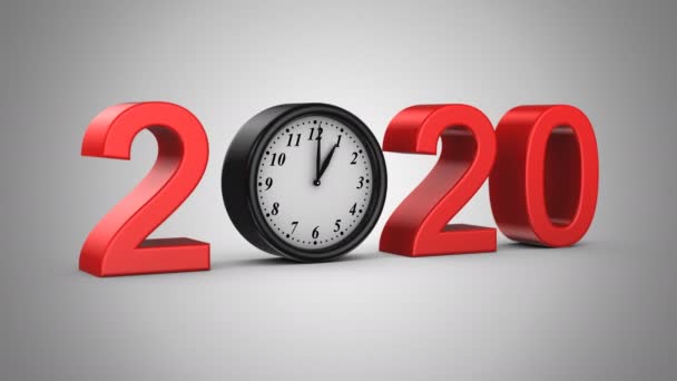 2020年新年 灰色背景 2在1 阿尔法马特 创建在4K 3D动画 — 图库视频影像