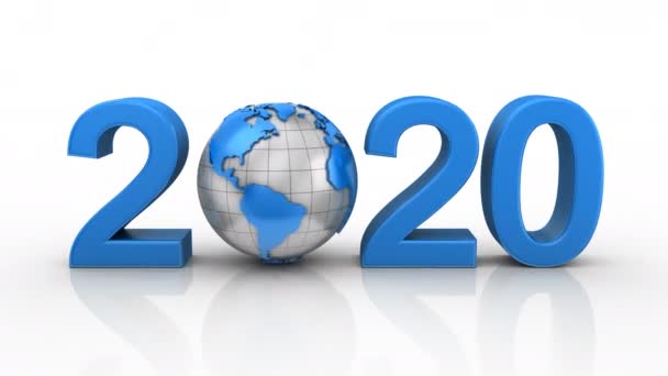 Νέο Έτος 2020 Λευκό Φόντο Βρόχο 226 450 Καρέ Άλφα — Αρχείο Βίντεο