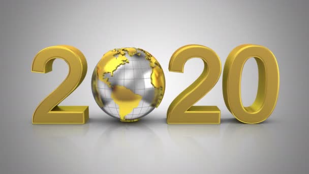 2020年新年 灰色背景 2比1 226 450帧 阿尔法垫 创建在4K 3D动画 — 图库视频影像