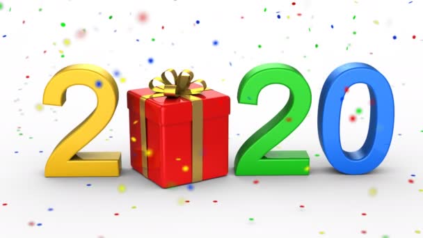 New Year 2020 White Background Alpha Matte Created Animation — ストック動画