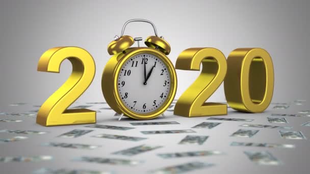 New Year 2020 Gray Background Alpha Matte Created Animation — Stock Video