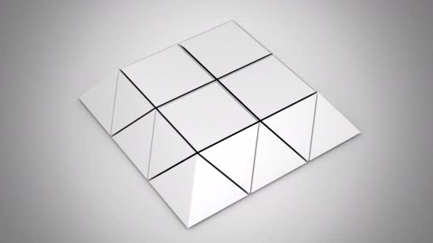 Pyramide infinie. Arrière plan gris, boucle, alpha mat, créé en 4K, animation 3d 