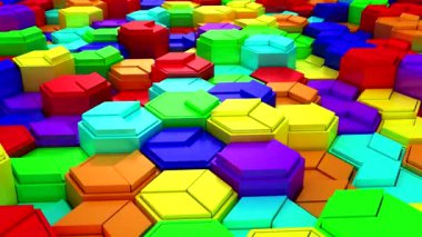 Geometrik Şekillerin Arkaplanı. Soyut hareket, döngü, 3D görüntüleme, 4k çözünürlük