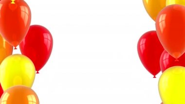 Hava Balonları Uçuyor. Beyaz arkaplan, döngü (301-600 kare), 2 in 1, 3d görüntüleme, 4k çözünürlük