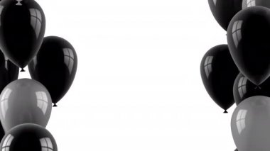 Hava Balonları Uçuyor. Beyaz arkaplan, döngü (301-600 kare), 2 in 1, 3d görüntüleme, 4k çözünürlük