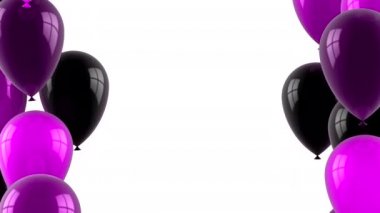 Hava Balonları Uçuyor. Beyaz arkaplan, döngü (301-600 kare), 2 in 1, 3d görüntüleme, 4k çözünürlük