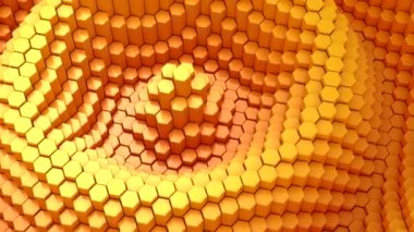 Altıgenler bir dalga oluşturur. Döngü arkaplanı, 1 'de 3, 3 boyutlu görüntüleme, 4k çözünürlük