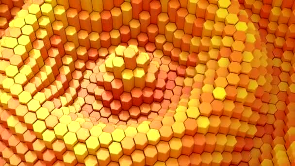 Hexagons Form Wave Loop Bakgrund Rendering Upplösning — Stockvideo