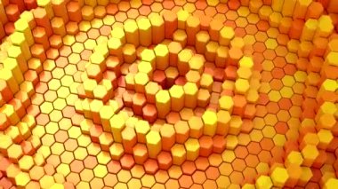 Altıgenler bir dalga oluşturur. Döngü arkaplan, 4 in 1, 3d görüntüleme, 4k çözünürlük