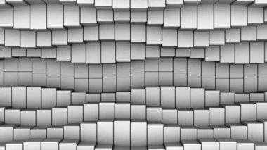 Kutular bir dalga oluşturur. Soyut hareket, döngü, 3D görüntüleme, 4k çözünürlük