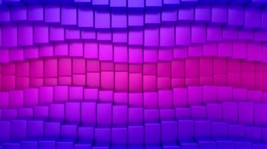 Kutular bir dalga oluşturur. Soyut hareket, döngü, 3 in 1, 3d görüntüleme, 4k çözünürlük