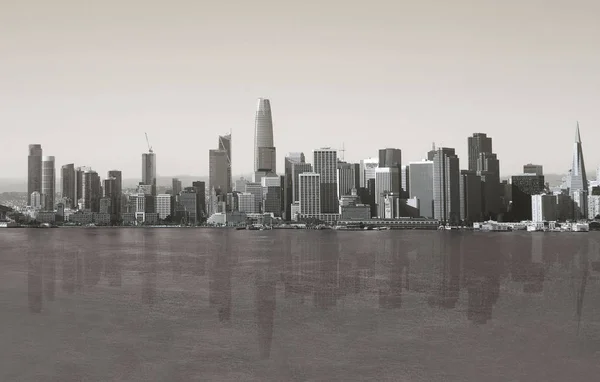 Schwarz Weiße Skyline Von San Francisco City Usa — Stockfoto