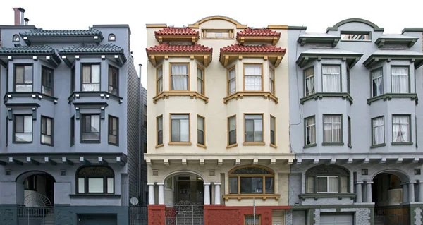 victorian houses facades in a row