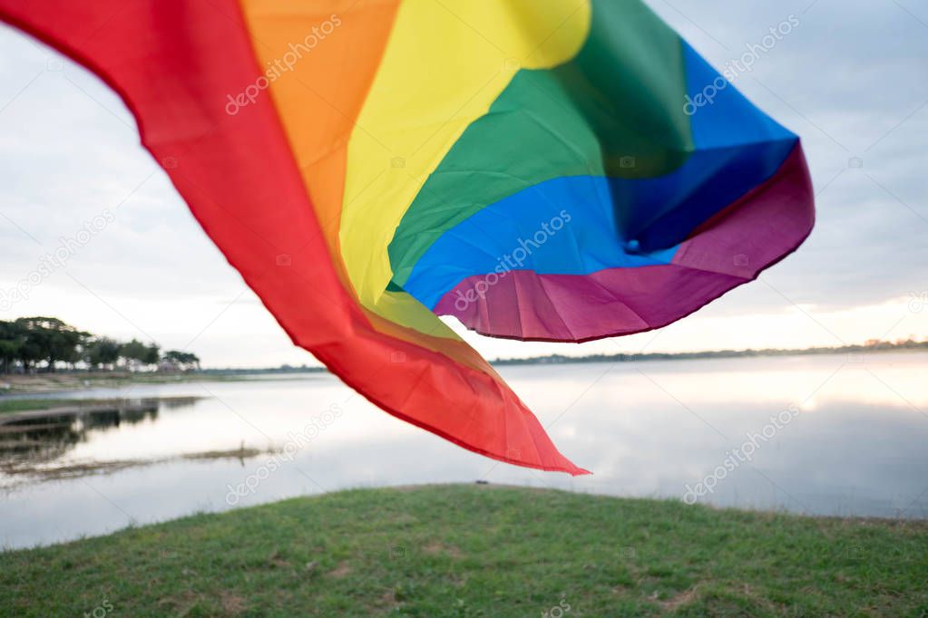 Gay flag in natural background