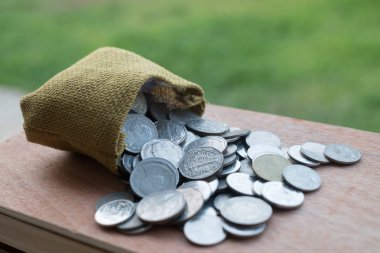 Yeşil bir arka plan ile gelecekte yatırım nakit için şişe içine para tasarrufu