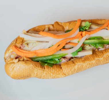 Geleneksel Banh Mi Sandviç bir yakın çekim.