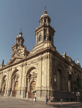 Santiago, Şili - 7 Ocak 2017 : Plaza de Armas in Santiago.