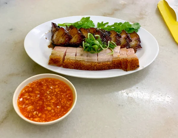 Crispy Roasted Crackling Pork Belly Also Known Siu Yuk Pictured — Stock Photo, Image