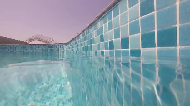Detail Pool Sunny Day Slow Motion Shot Pool Water Line — Stock Video