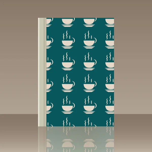 Kaffee Und Buch Realistisches Abbild Des Objekts Mit Spiegelung — Stockvektor