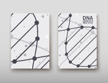 Afiş broşür afiş tasarım şablonu vektör, Dna soyut geometrik arka plan, A4 boyutu gölge düzeninde
