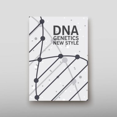 Afiş broşür afiş tasarım şablonu vektör, Dna soyut geometrik arka plan, A4 boyutu gölge düzeninde