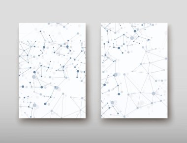 Afiş broşür afiş tasarım şablonu vektör, Dna soyut geometrik arka plan, A4 boyutu gölge düzeninde