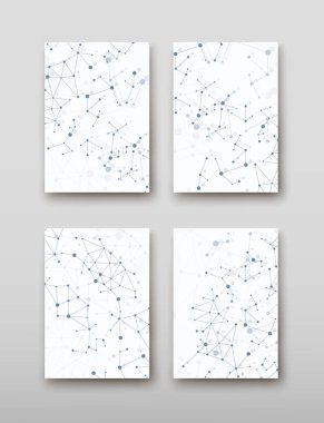 Afiş broşür afiş tasarım şablonu vektör, Dna soyut geometrik arka plan, A4 boyutu gölge düzeninde