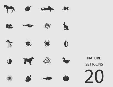 Doğa düz simgeler kümesi. Basit vektör çizim