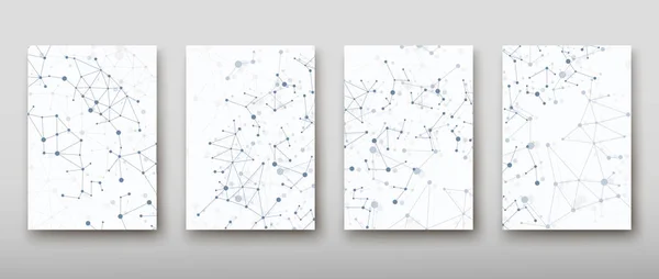 Afiş broşür afiş tasarım şablonu vektör, Dna soyut geometrik arka plan, A4 boyutu gölge düzeninde