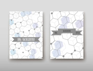 Afiş broşür afiş tasarım şablonu vektör, Dna soyut geometrik arka plan, A4 boyutu gölge düzeninde