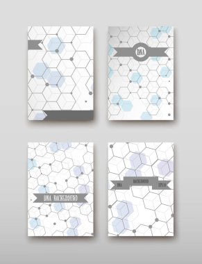 Afiş broşür afiş tasarım şablonu vektör, Dna soyut geometrik arka plan, A4 boyutu gölge düzeninde