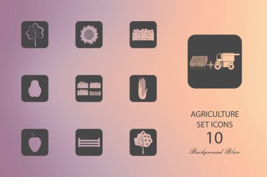 Tarım. Düz arka plan bulanık simgeler kümesi. Vektör çizim
