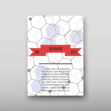 Afiş broşür afiş tasarım şablonu vektör, Dna soyut geometrik arka plan, A4 boyutu gölge düzeninde