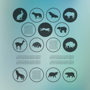 Soyut bir tarzda bulanık bir arka plan üzerinde poster infographics vahşi hayvanlar. Grafik düzeni ile vektör çizim