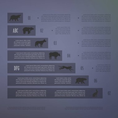Soyut bir tarzda bulanık bir arka plan üzerinde poster infographics vahşi hayvanlar. Grafik düzeni ile vektör çizim