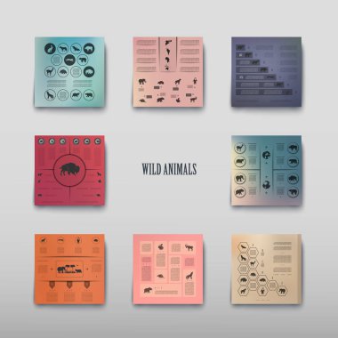 Soyut bir tarzda bulanık bir arka plan üzerinde poster infographics vahşi hayvanlar. Grafik düzeni ile vektör çizim