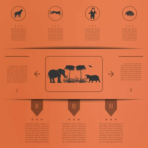 Plakat Infografiki Dzikich Zwierząt Rozmyte Tło Stylu Streszczenie Ilustracja Wektorowa — Wektor stockowy