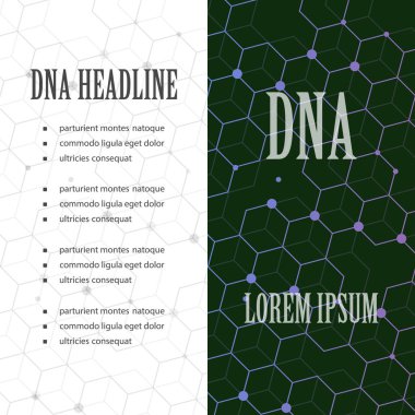 DNA moleküllerinin genetik yapıya sahip biyolojik bilgi içeren soyut resim. Vektör çizim