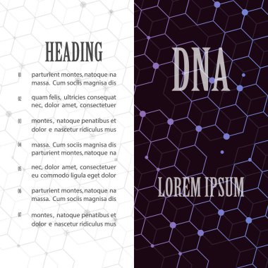 DNA moleküllerinin genetik yapıya sahip biyolojik bilgi içeren soyut resim. Vektör çizim