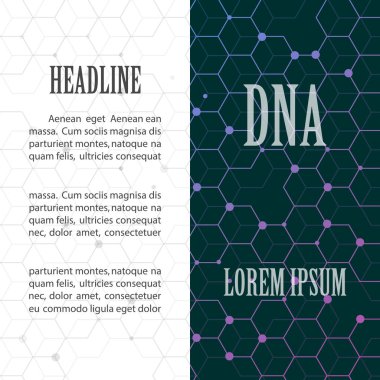 DNA moleküllerinin genetik yapıya sahip biyolojik bilgi içeren soyut resim. Vektör çizim