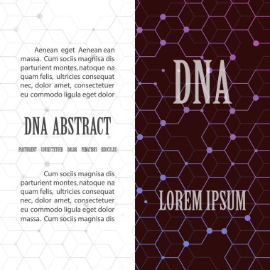DNA moleküllerinin genetik yapıya sahip biyolojik bilgi içeren soyut resim. Vektör çizim